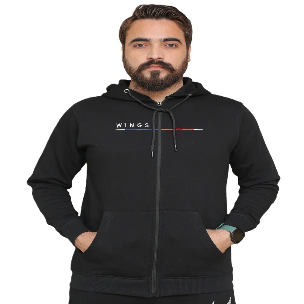 Winter Black Zipper Fleece Tracksuit