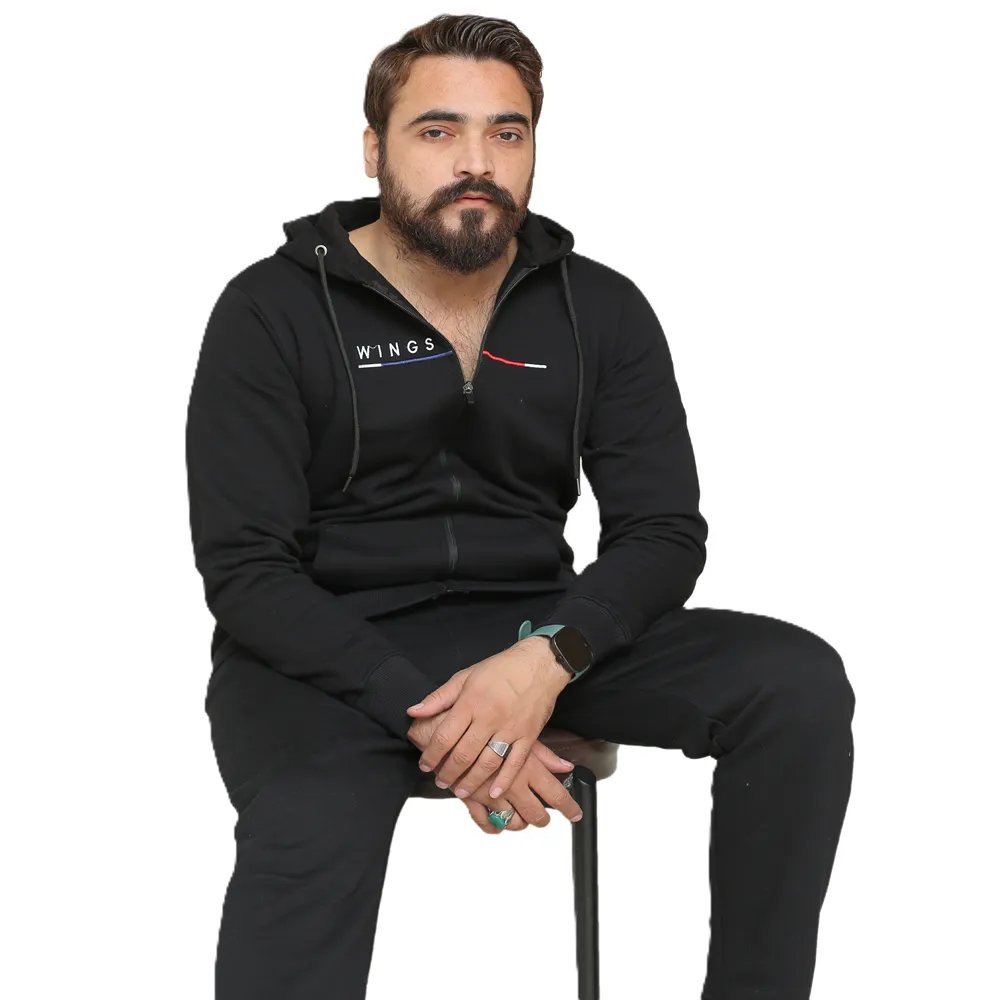 Winter Black Zipper Fleece Tracksuit
