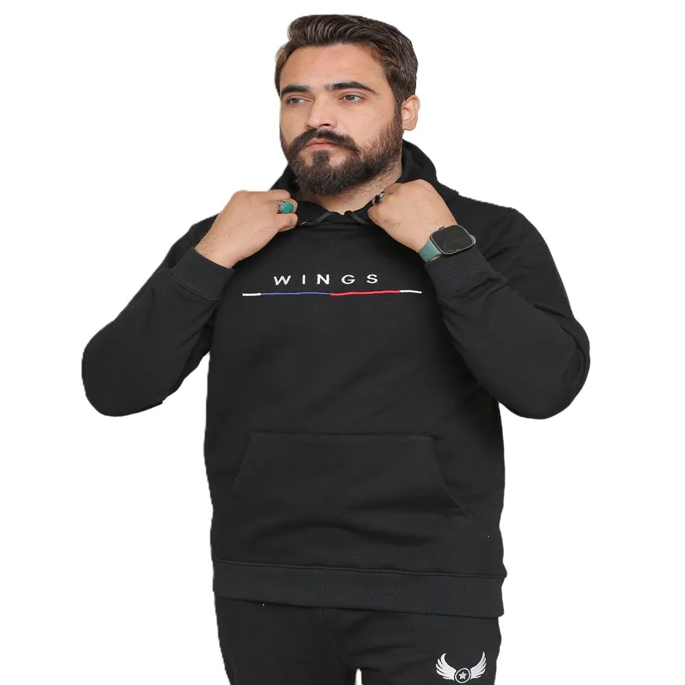Winter Black Hoodie Fleece Tracksuit