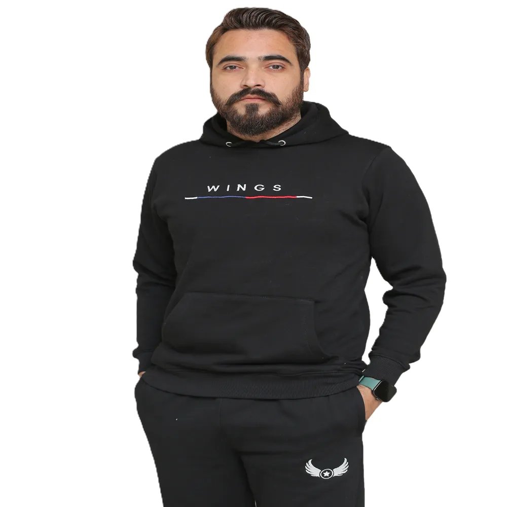 Winter Black Hoodie Fleece Tracksuit