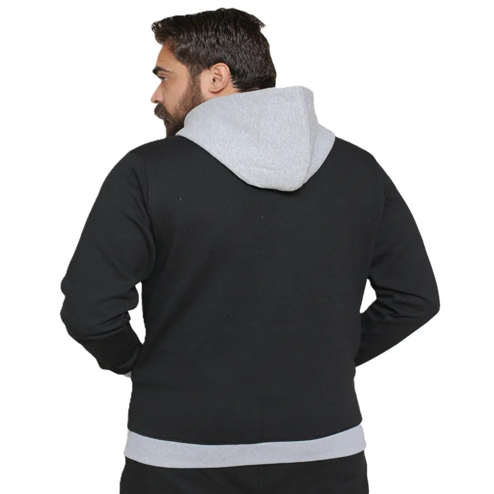 Winter Black Grey zipper Fleece Tracksuit