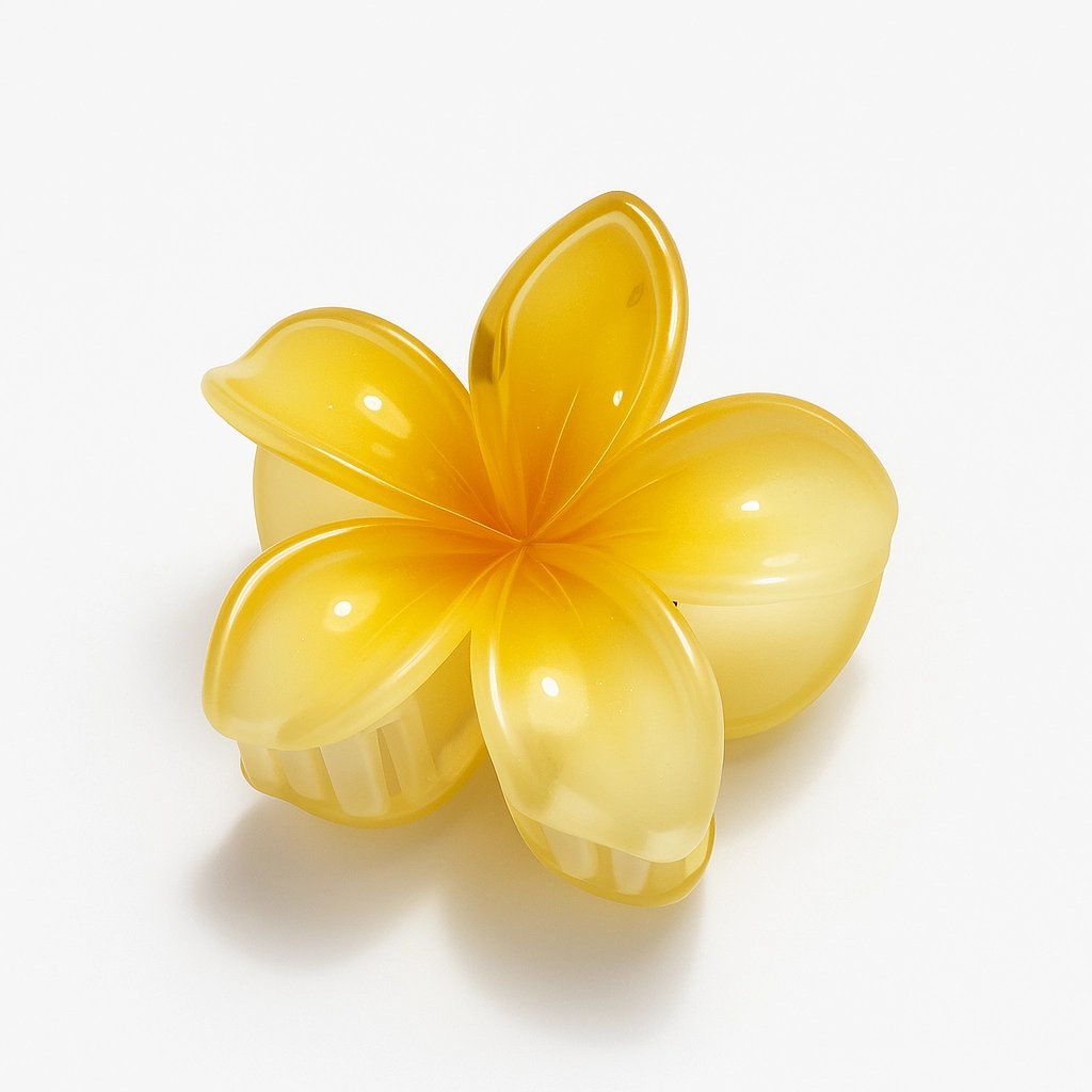 Yellow Plumeria Flower Hair Clip Set