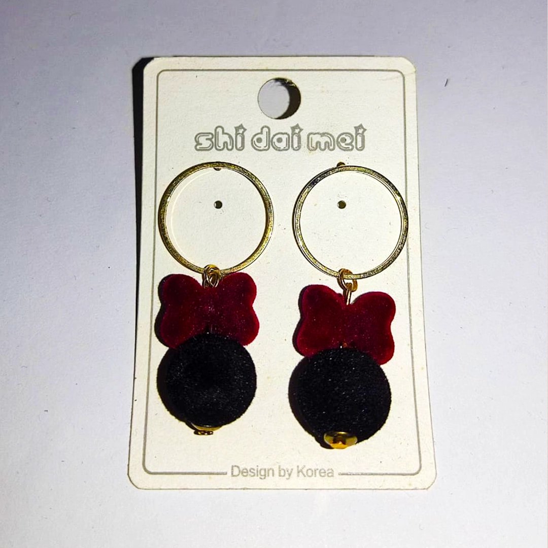 Velvet Bow & Bead Hoop Earrings