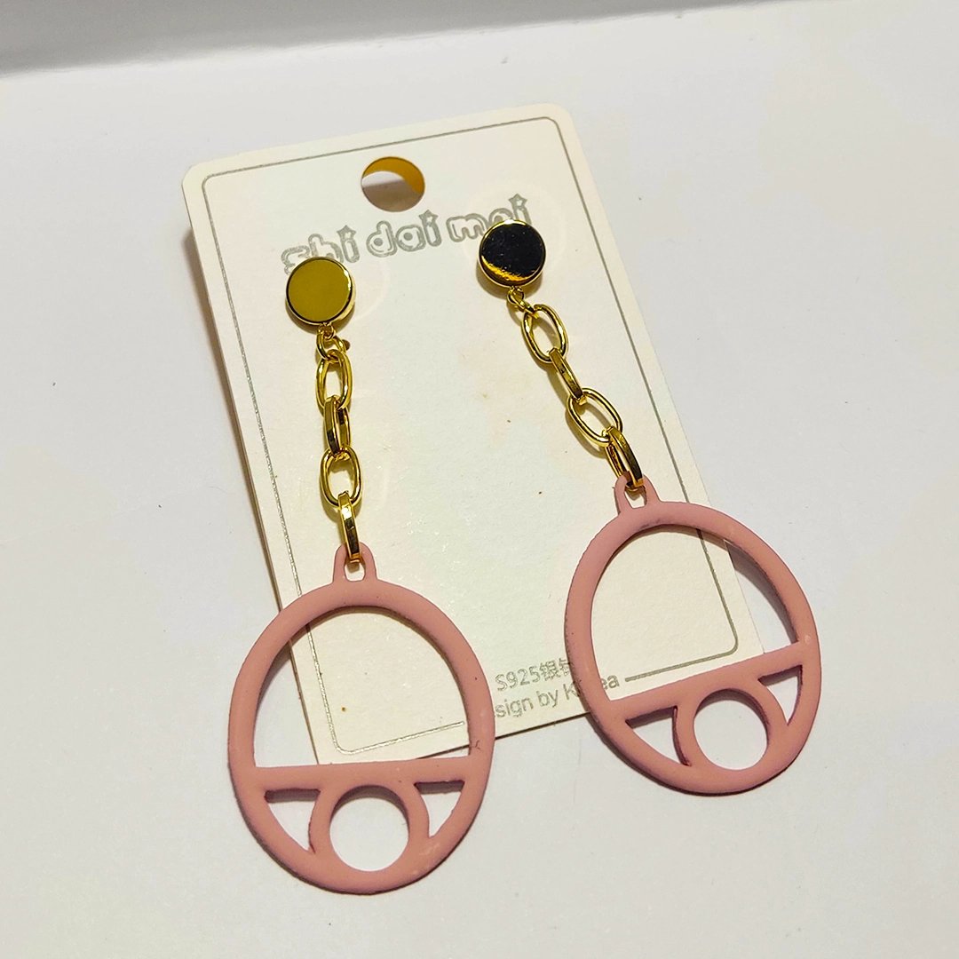 Blush Geo Circle Drop Earrings