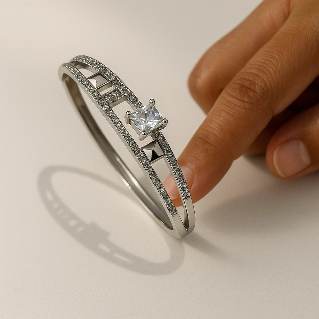 Crystal Crown Silver Bracelet