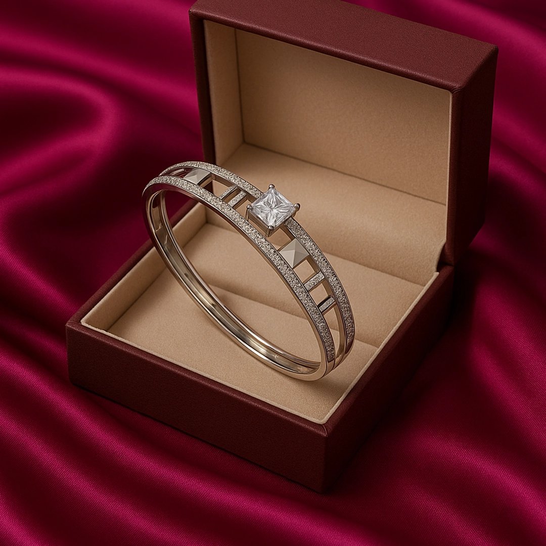 Crystal Crown Silver Bracelet