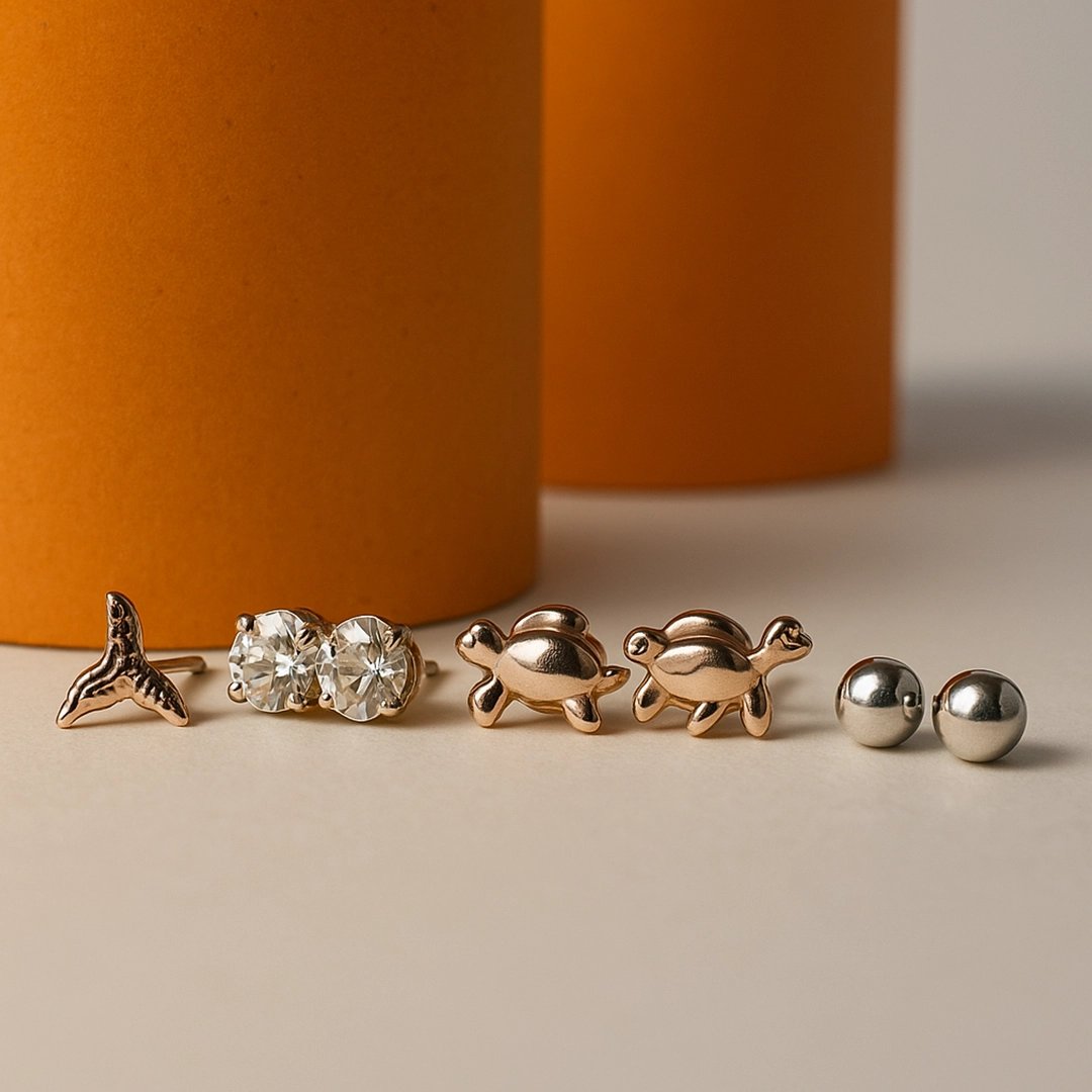 Shimmer & Charm Stud Earring Set (6 Pairs)