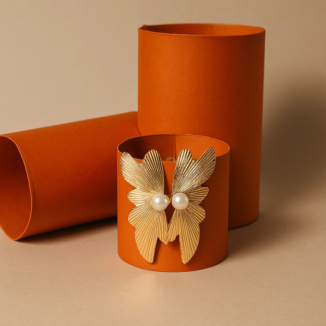 Golden Butterfly Pearl Earrings