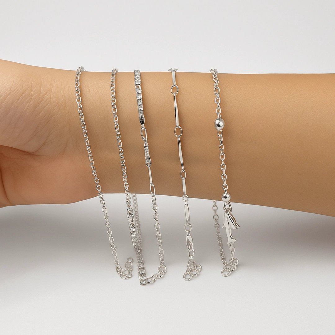 Silver Harmony 5-Piece Bracelet Set