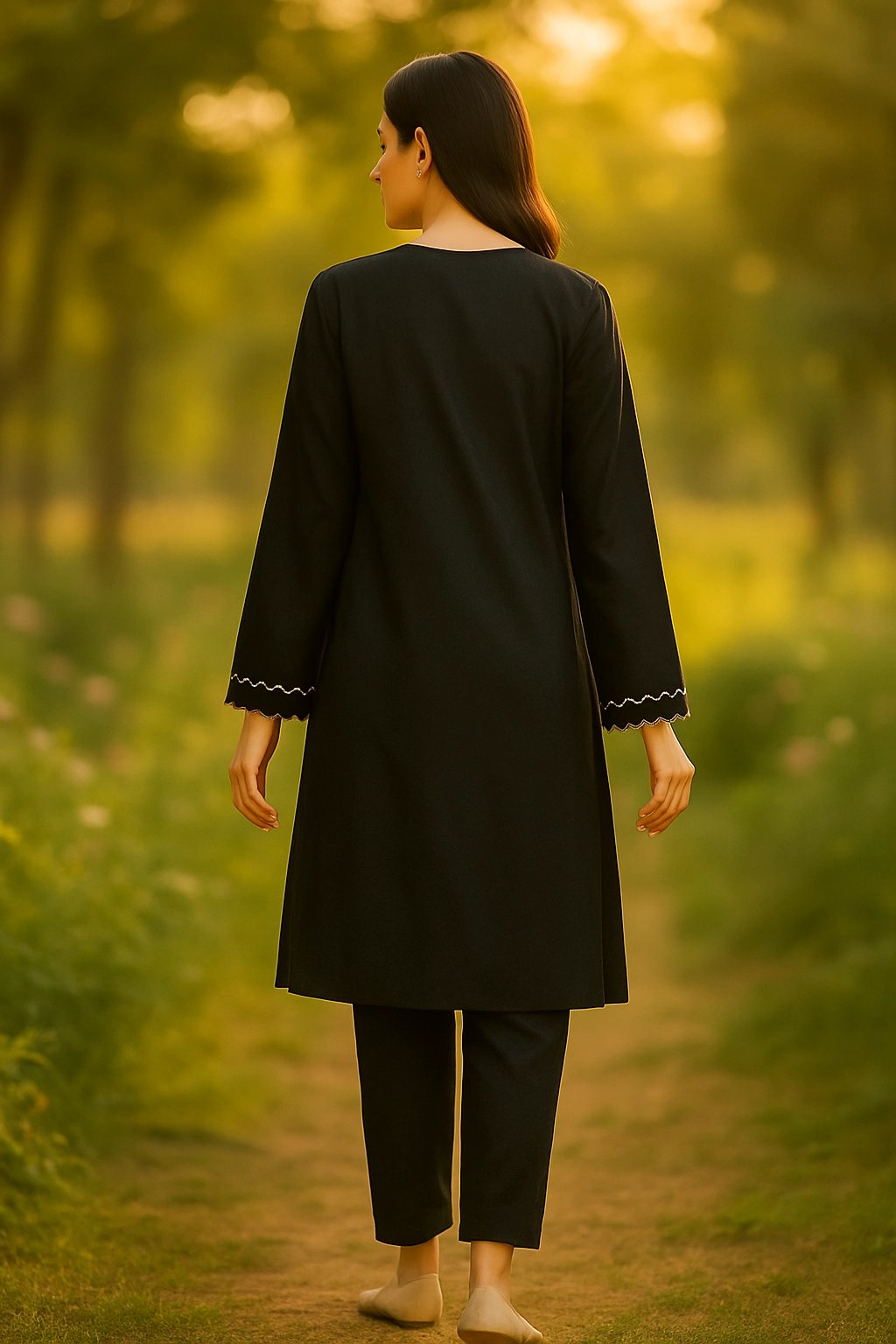 Midnight Elegance -2 Piece Embroidered Suit