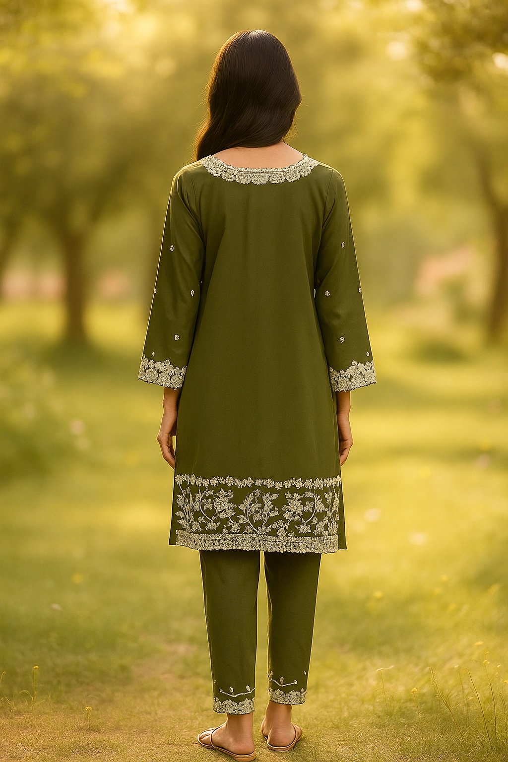 Olive Grace Embroidered 2-Piece