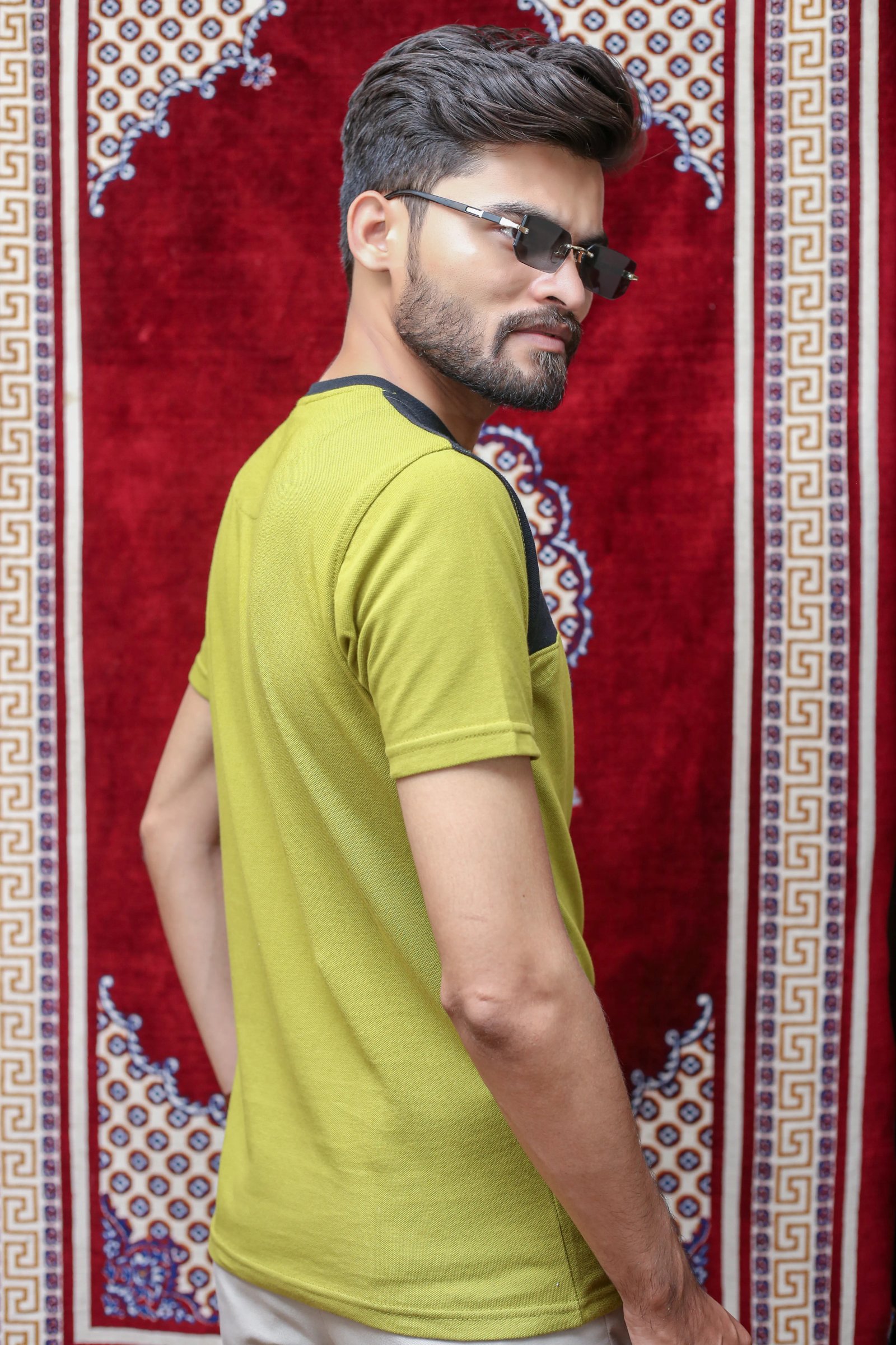 GLO-106 Olive Contrast Tee