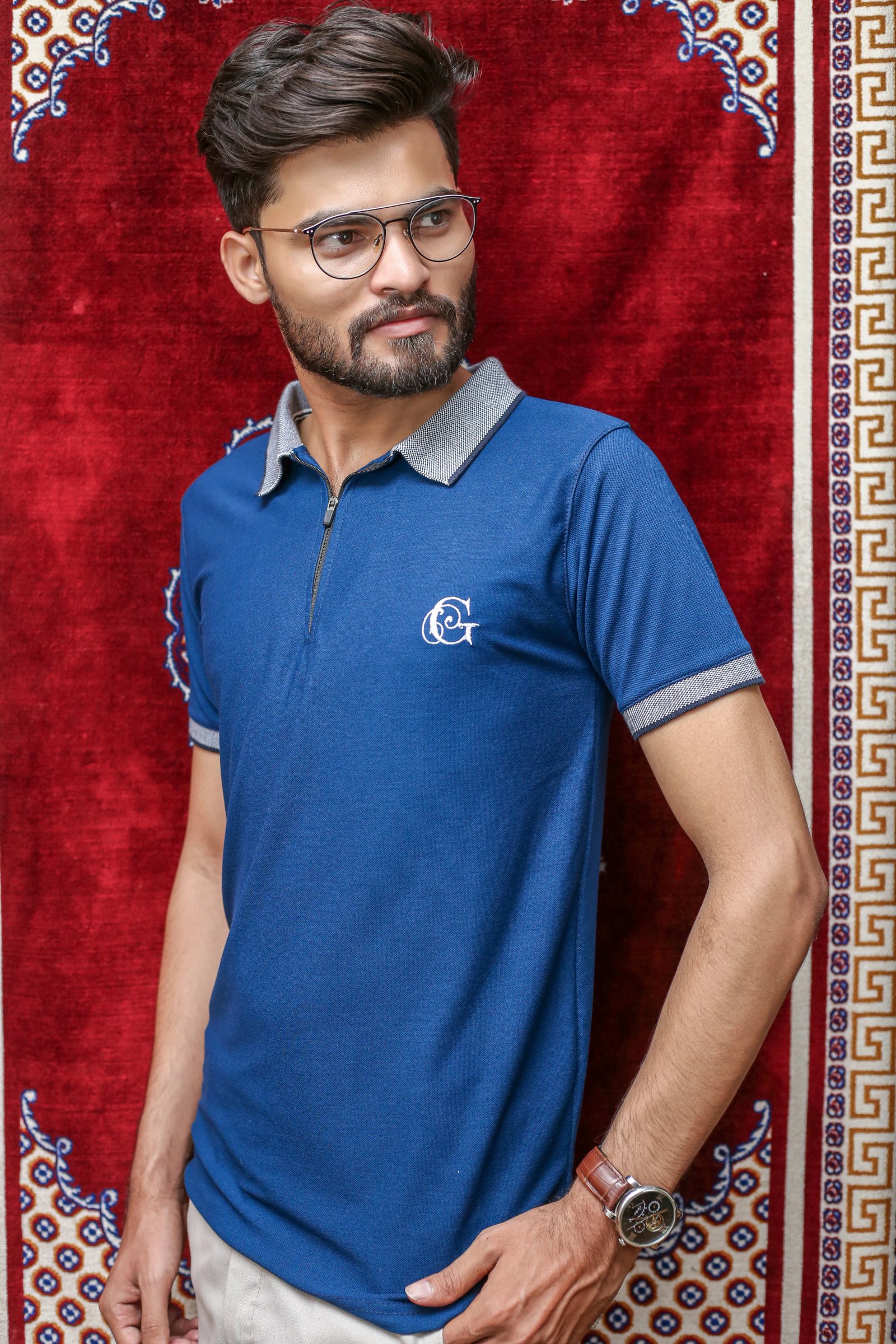 GLO-112 Navy Collar Fusion Polo