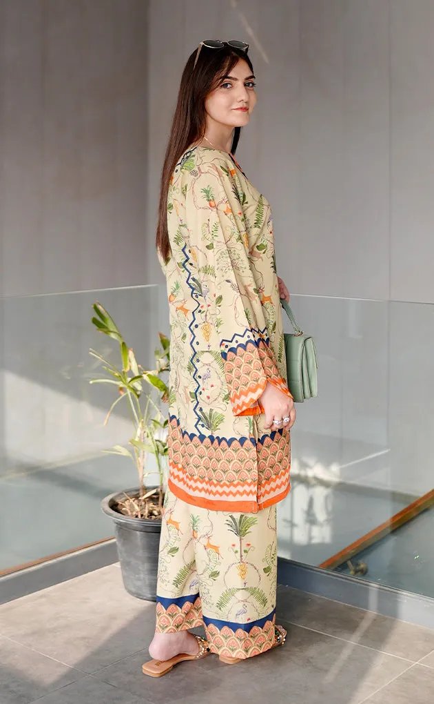 Co-Ord Set - Beige Multi-Print
