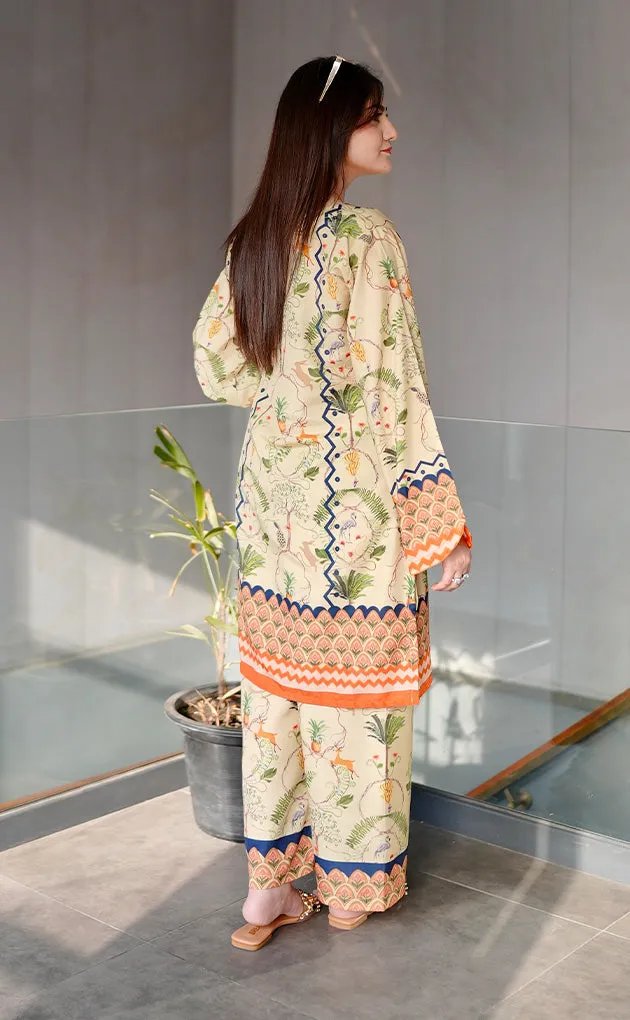 Co-Ord Set - Beige Multi-Print