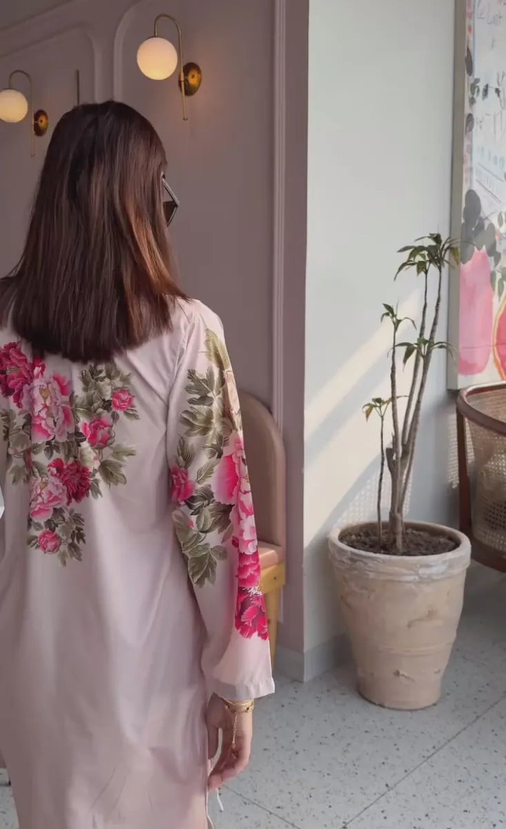 Co-Ord Set - Beige & Pink Floral Printed