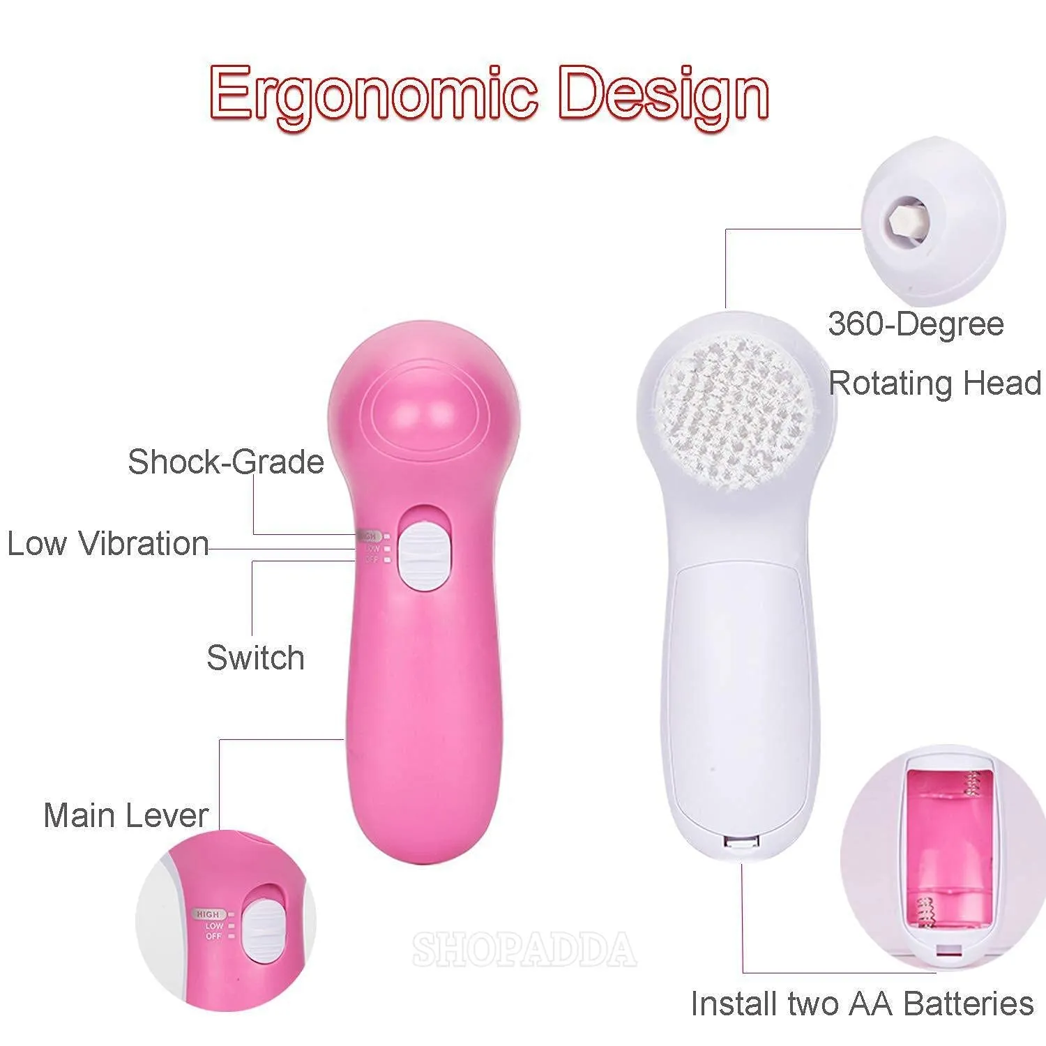 Pacifair FacialKit Multifunctional Beauty Care Brush 5 in 1 Facial Cleaner Relief Face Massager