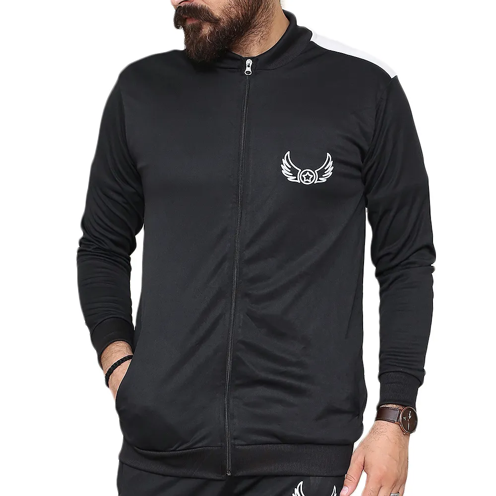 Black Panel Sports Tracksuits
