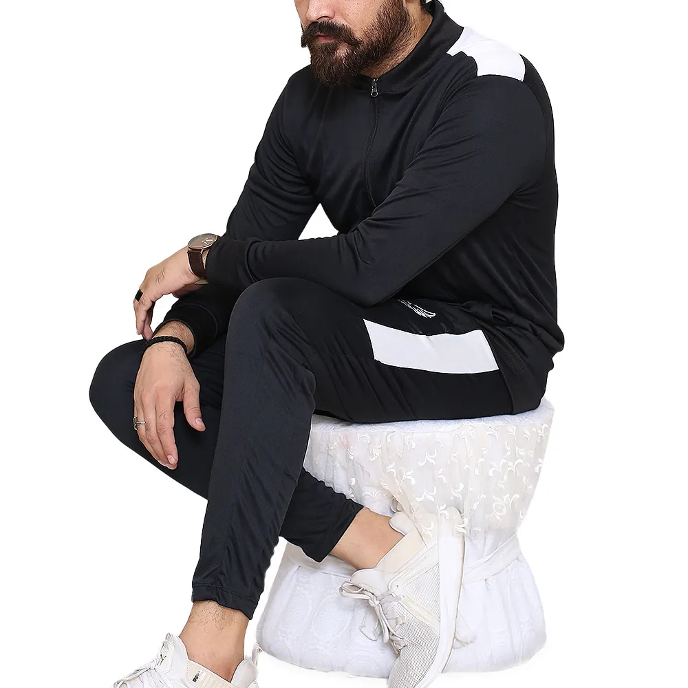 Black Panel Sports Tracksuits