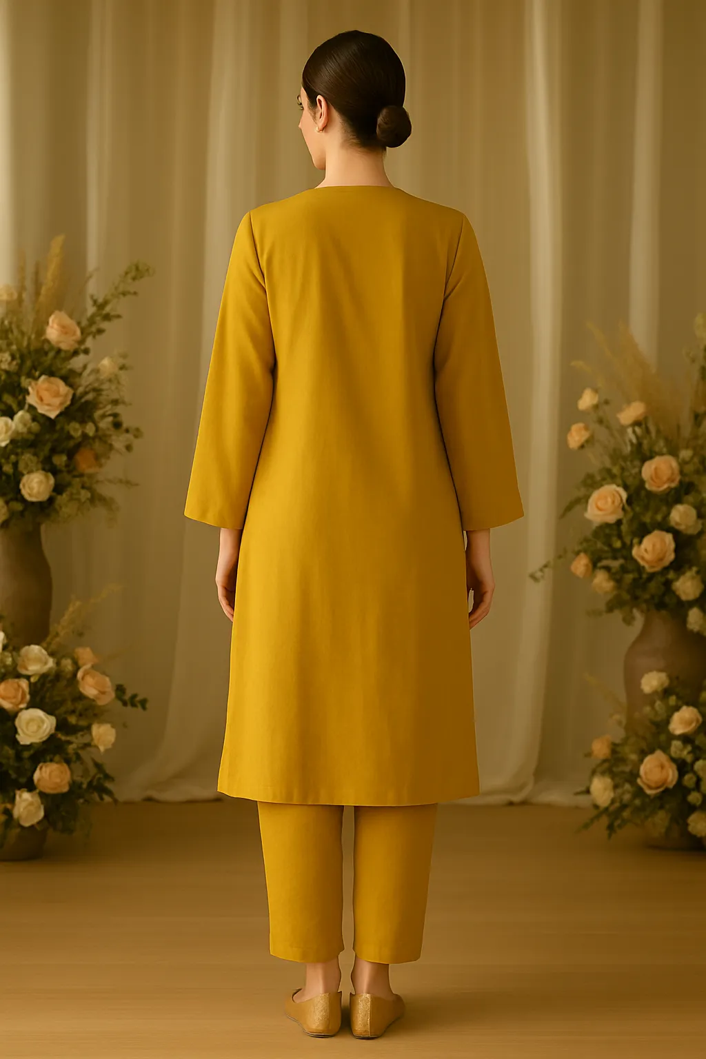 Mustard Yellow Cambric Cotton 2-Piece