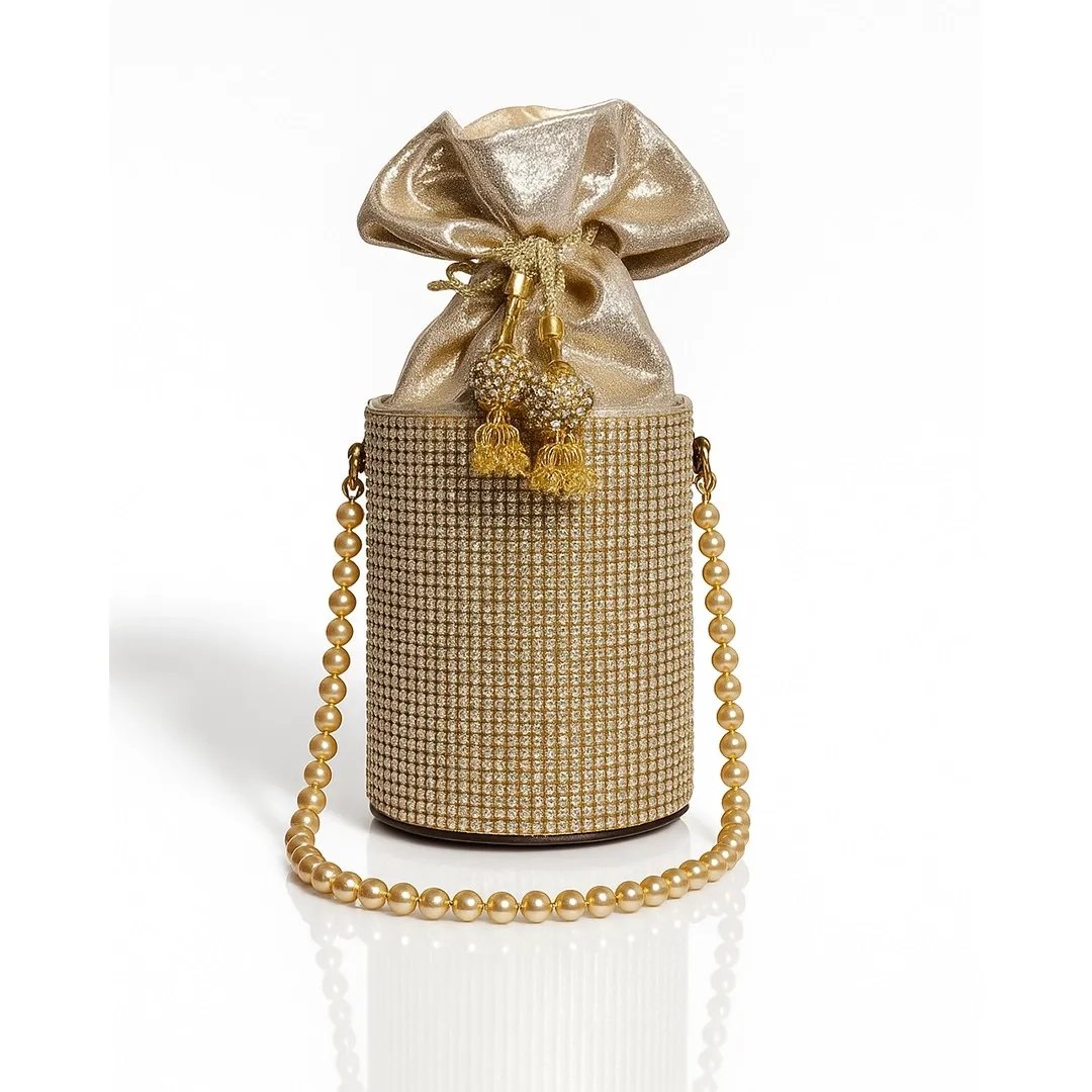 Golden Pearl Potli – Luxury Handcrafted Clutch