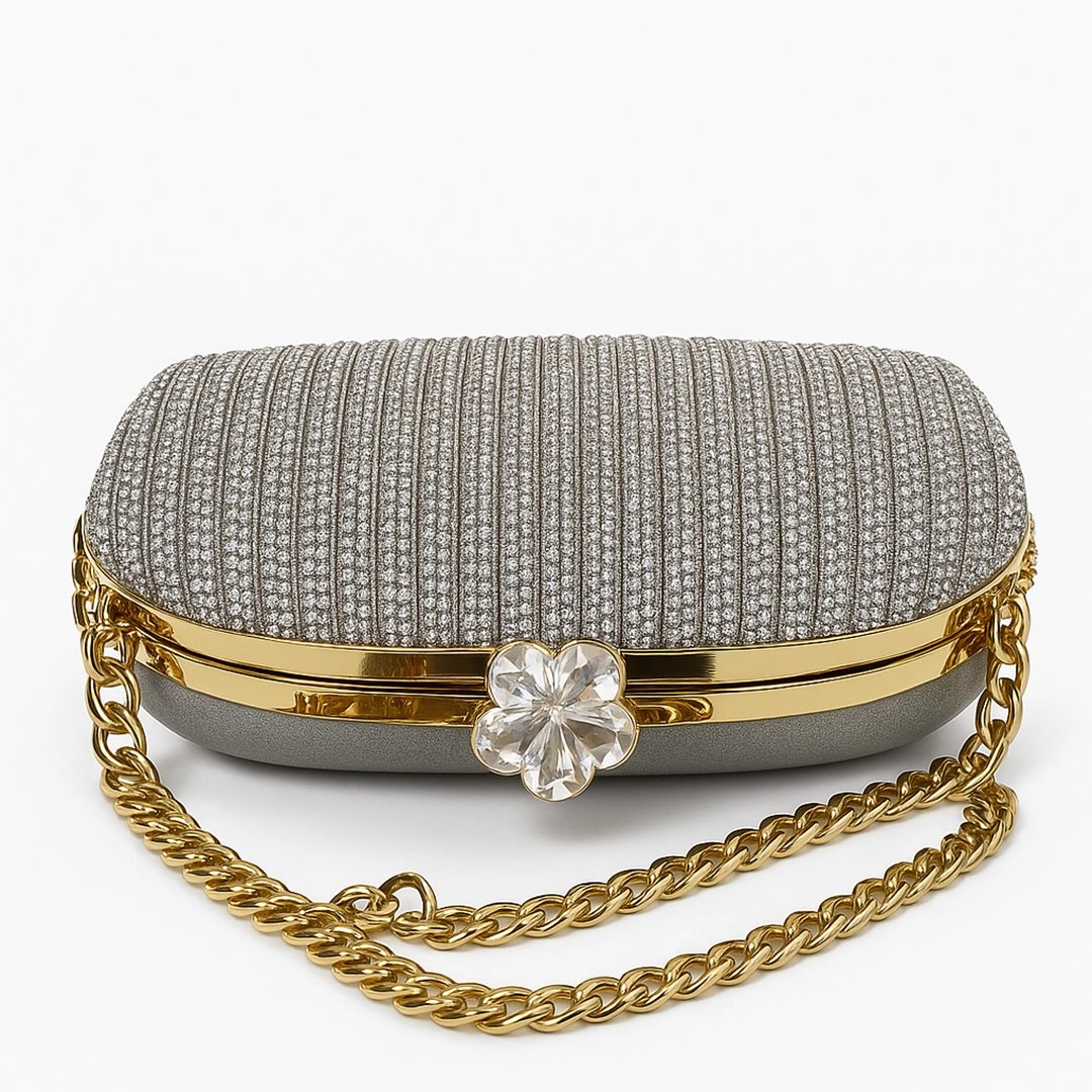 Diamond Crown Silver Clutch