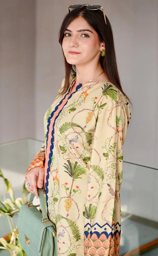 Co-Ord Set - Beige Multi-Print